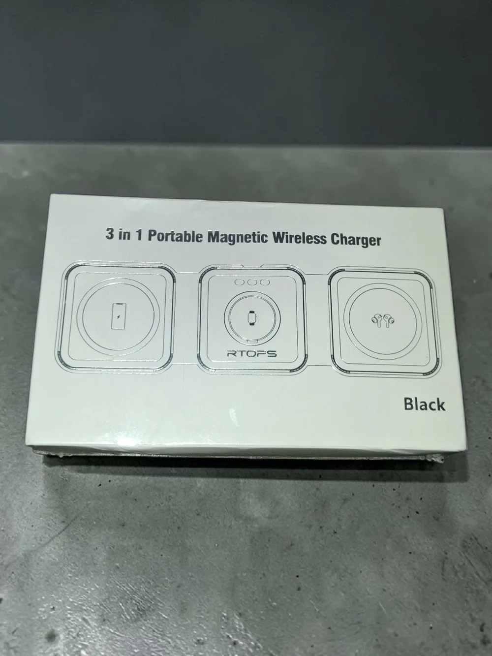 3-in-1 Portable Magnetic Wireless Charger - Black